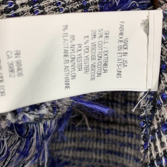 Theyskens' Theory Jossak Jacket Womens 2 Blue Tweed Stretch Button Fray Trim - Picture 7 of 11